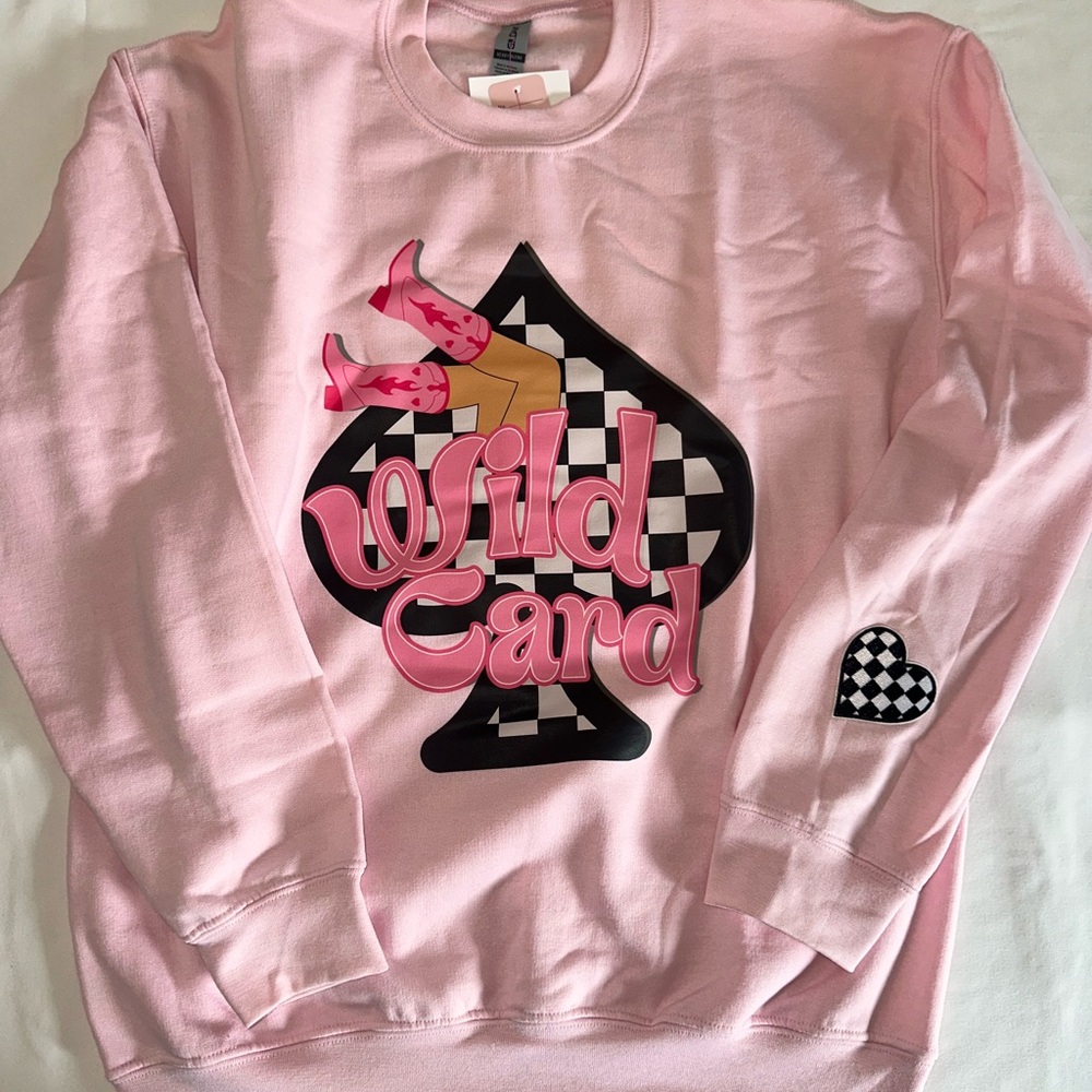 Gildan Pink Wild Card Graphic Sweatshirt